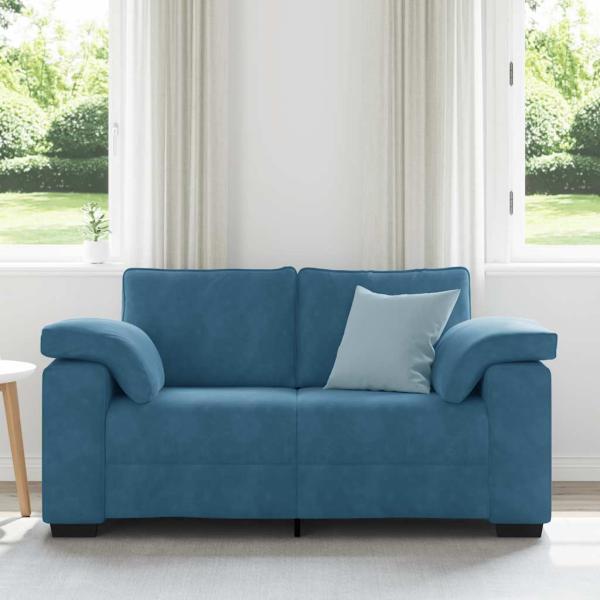 Zweisitzer-Sofa Blau 120 cm Samt