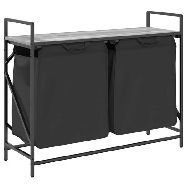 Wäschekorb 2 Fächer mit Ablage Grau Sonoma