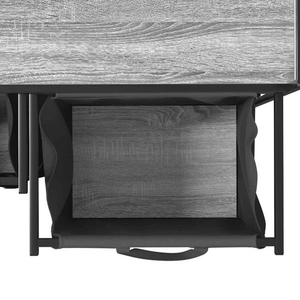 Wäschekorb 2 Fächer mit Ablage Grau Sonoma