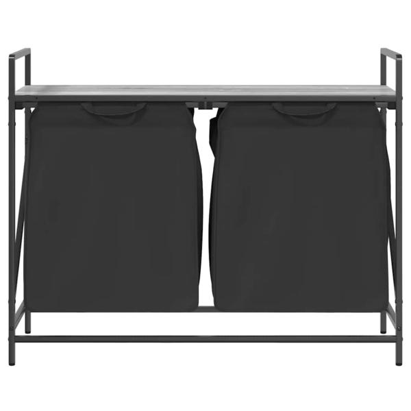 Wäschekorb 2 Fächer mit Ablage Grau Sonoma