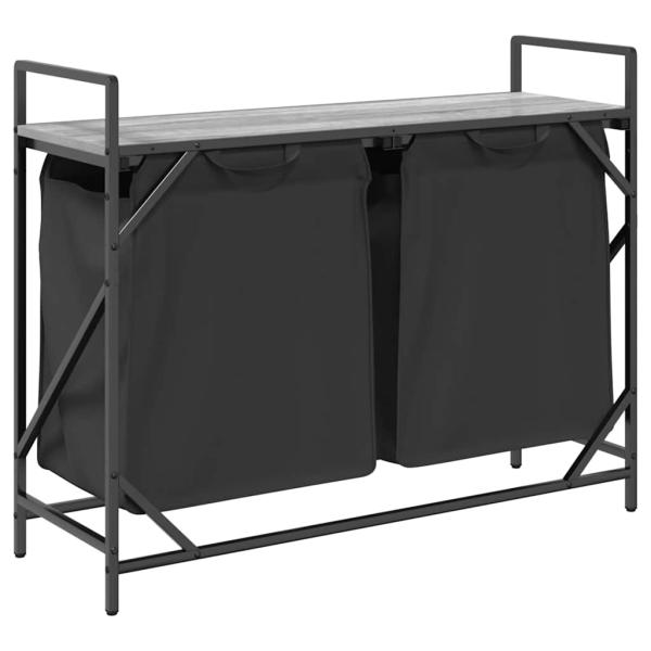 Wäschekorb 2 Fächer mit Ablage Grau Sonoma