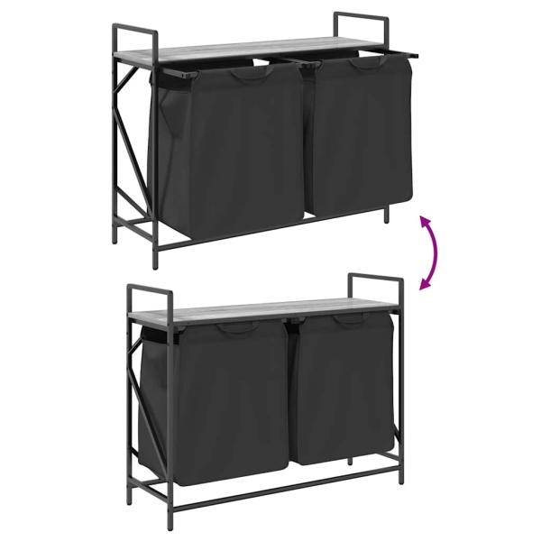 Wäschekorb 2 Fächer mit Ablage Grau Sonoma