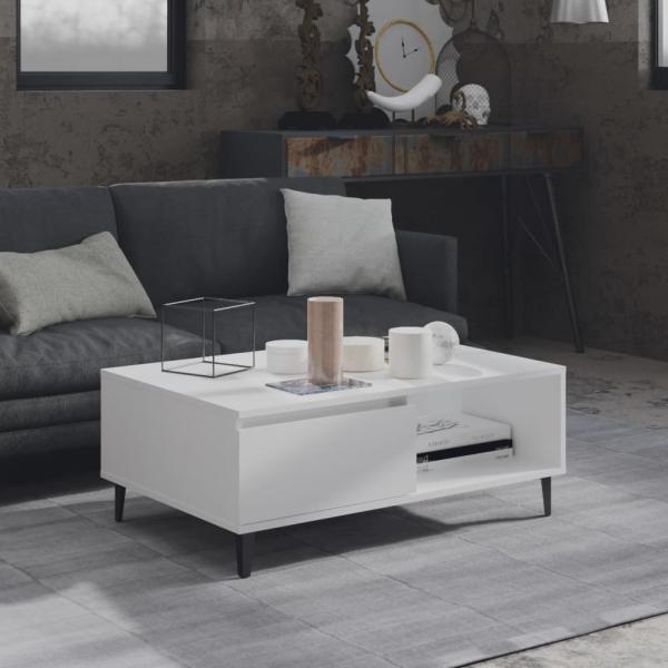 ARDEBO.de - Couchtisch Weiß 90x60x35 cm Holzwerkstoff