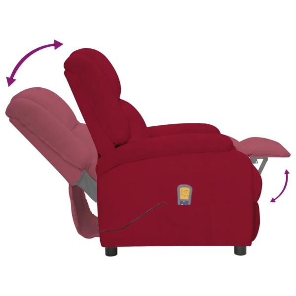 Massagesessel Elektrisch Weinrot Samt