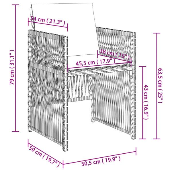 Gartenstühle mit Kissen 4 Stk. Braun Poly Rattan