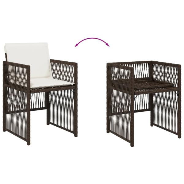Gartenstühle mit Kissen 4 Stk. Braun Poly Rattan