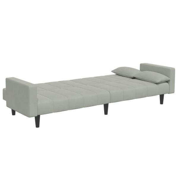 Schlafsofa 2-Sitzer mit Fußhocker Hellgrau Samt