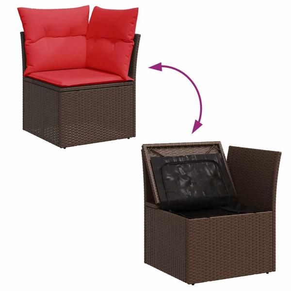 9-tlg. Garten-Sofagarnitur mit Kissen Schwarz Poly Rattan