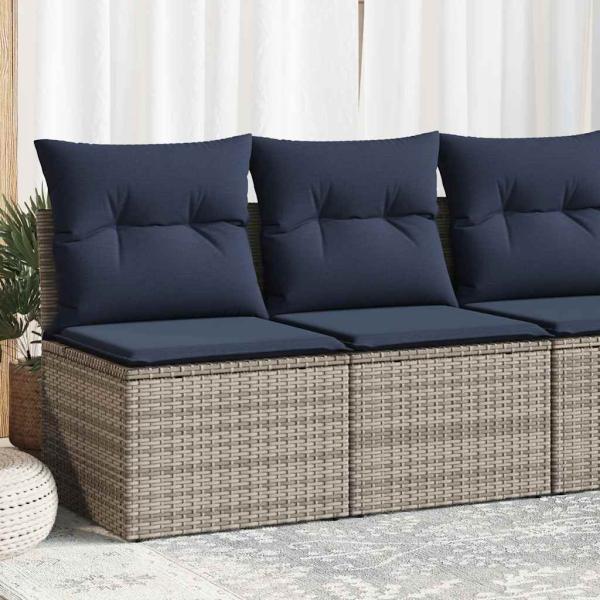 ARDEBO.de - 2-tlg. Garten-Sofagarnitur mit Kissen Grau Poly Rattan Akazie