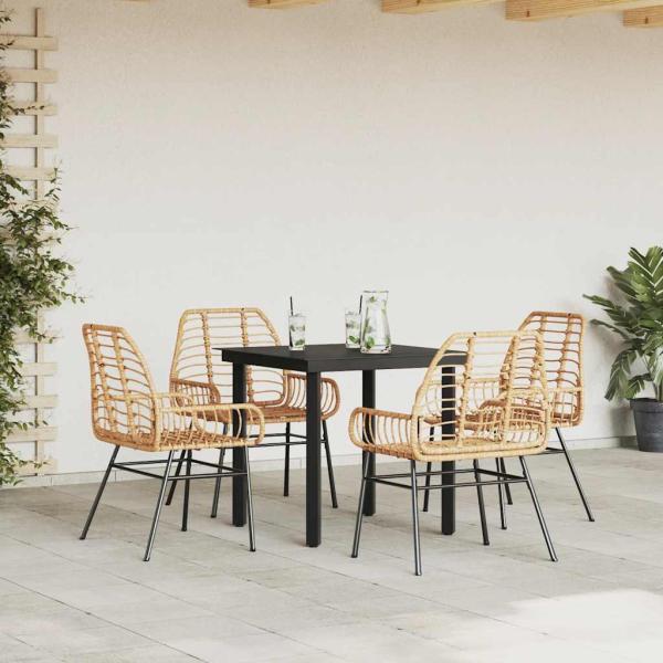 5-teiliges Garten-Esszimmerset Braunes Polyrattanglas