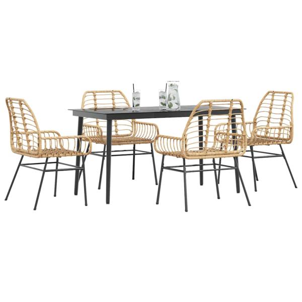ARDEBO.de - 5-teiliges Garten-Esszimmerset Braunes Polyrattanglas