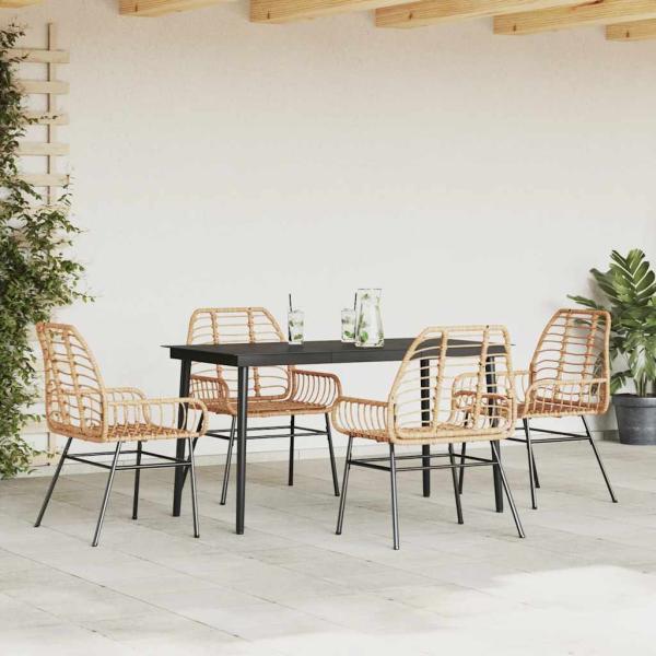 5-teiliges Garten-Esszimmerset Braunes Polyrattanglas