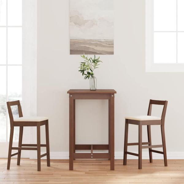 ARDEBO.de - Barhocker mit Kissen 2 Stk. Braun Massivholz Gummibaum