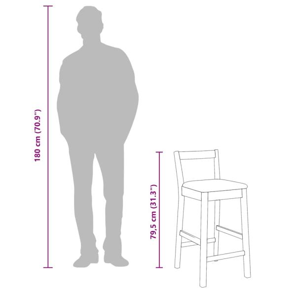 Barhocker mit Kissen 2 Stk. Braun Massivholz Gummibaum