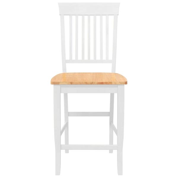 Barhocker 2 Stk. Weiß Massivholz Gummibaum