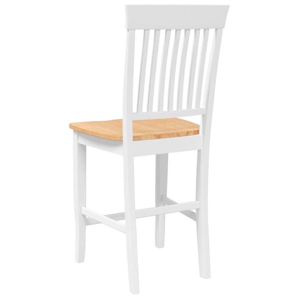 Barhocker 2 Stk. Weiß Massivholz Gummibaum