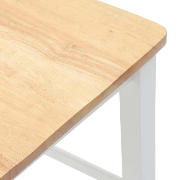 Barhocker 2 Stk. Weiß Massivholz Gummibaum