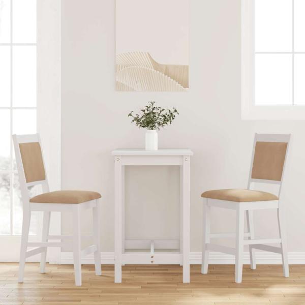 ARDEBO.de - Barhocker mit Kissen 2 Stk. Weiß Massivholz Gummibaum