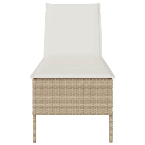 Sonnenliege mit Auflage Beige 55x200x44 cm Poly Rattan