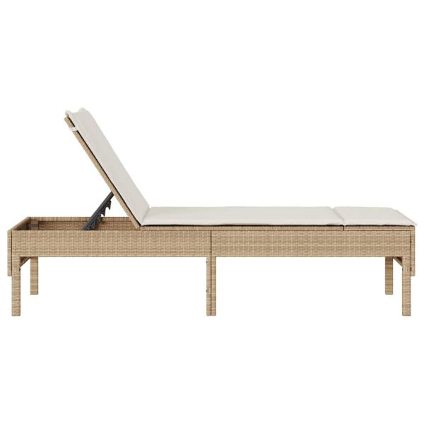 Sonnenliege mit Auflage Beige 55x200x44 cm Poly Rattan