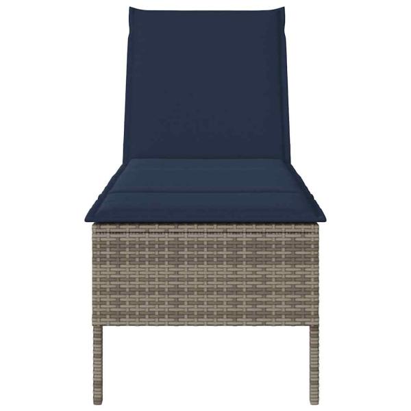 Sonnenliege mit Auflage Grau 55x200x44 cm Poly Rattan
