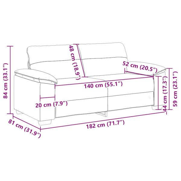 2-Sitzer-Sofa Wolkengrau 140 cm Stoff