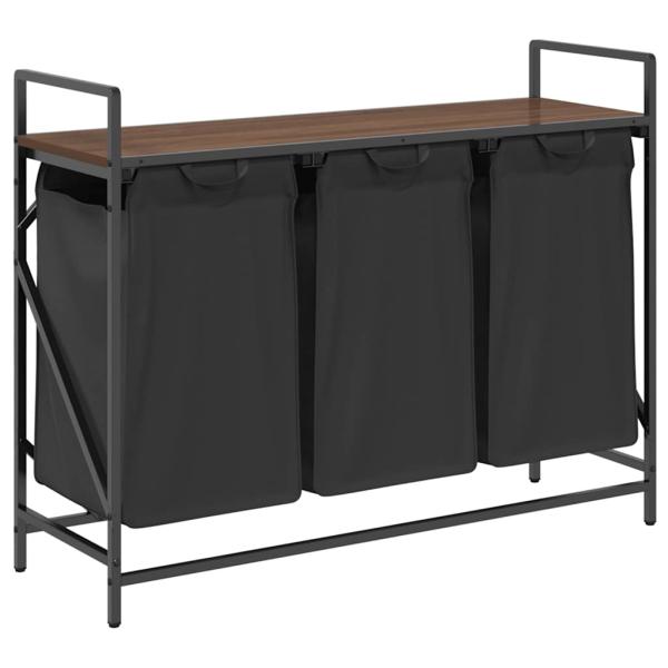 Wäschekorb 3 Fächer mit Ablage Braun Eichen-Optik