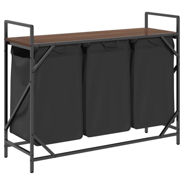 Wäschekorb 3 Fächer mit Ablage Braun Eichen-Optik