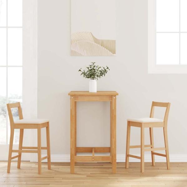 ARDEBO.de - Barhocker mit Kissen 2 Stk. Natur Massivholz Gummibaum