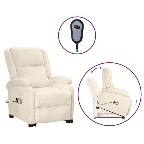 Massagesessel mit Aufstehhilfe Creme Samt