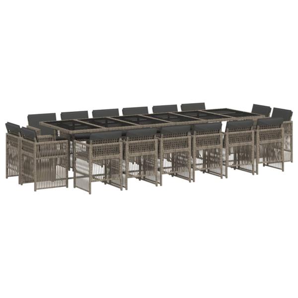 17-tlg. Garten-Essgruppe mit Kissen Grau Poly Rattan