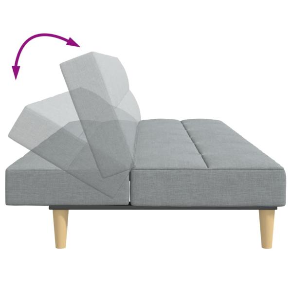Schlafsofa 2-Sitzer mit Fußhocker Hellgrau Stoff
