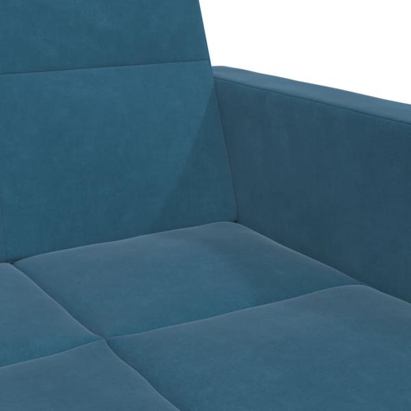 Schlafsofa 2-Sitzer mit Fußhocker Blau Samt