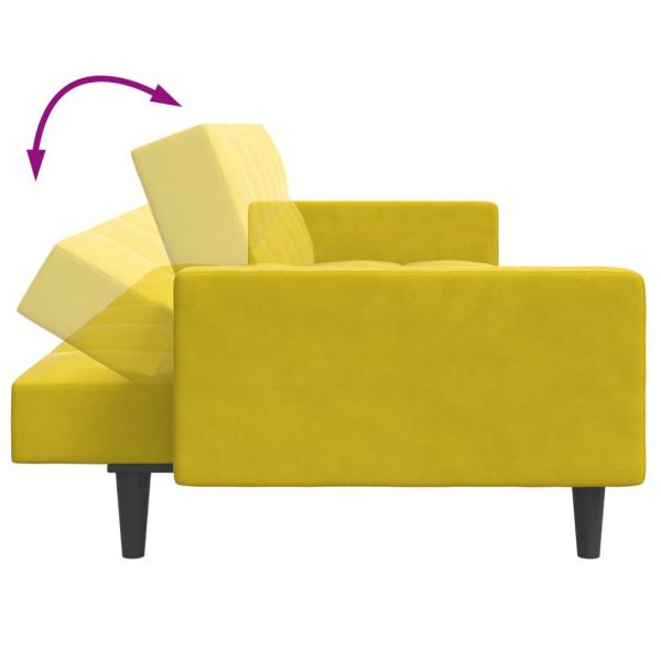 Schlafsofa 2-Sitzer mit Fußhocker Gelb Samt