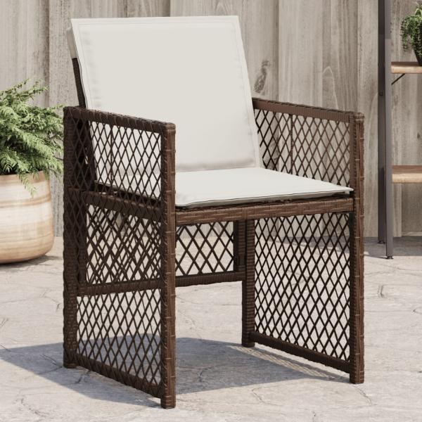 ARDEBO.de - Gartenstühle mit Kissen 4 Stk. Braun Poly Rattan