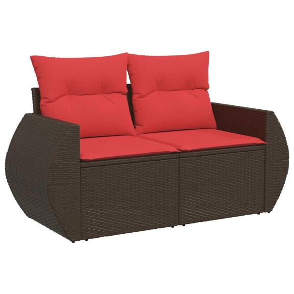 7-tlg. Garten-Sofagarnitur mit Kissen Schwarz Poly Rattan
