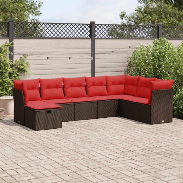 ARDEBO.de - 8-tlg. Garten-Sofagarnitur mit Kissen Braun Poly Rattan