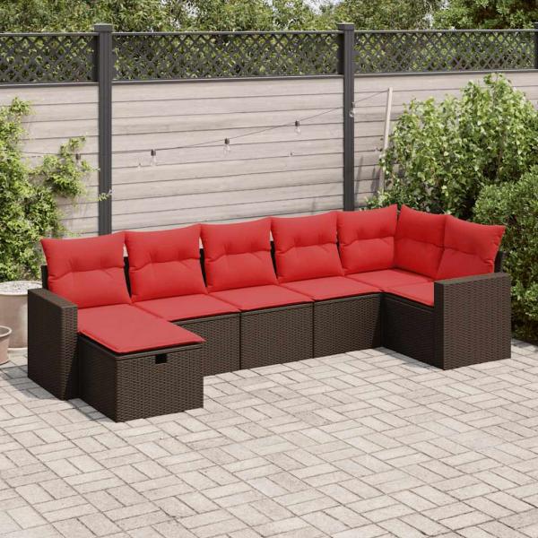 ARDEBO.de - 7-tlg. Garten-Sofagarnitur mit Kissen Braun Poly Rattan