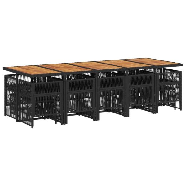 15-tlg. Garten-Essgruppe mit Kissen Schwarz Poly Rattan