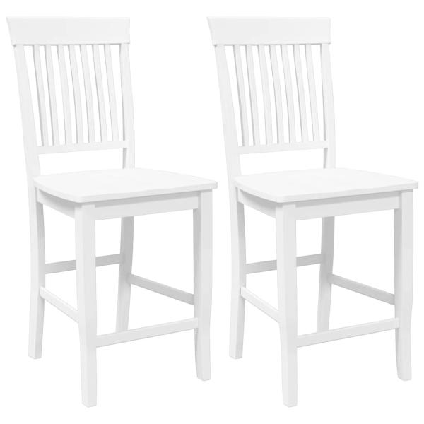 Barhocker 2 Stk. Weiß Massivholz Gummibaum