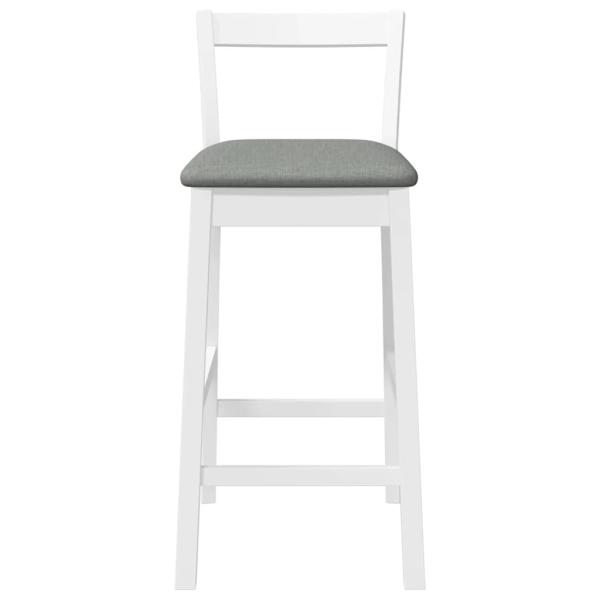 Barhocker mit Kissen 2 Stk. Weiß Massivholz Gummibaum