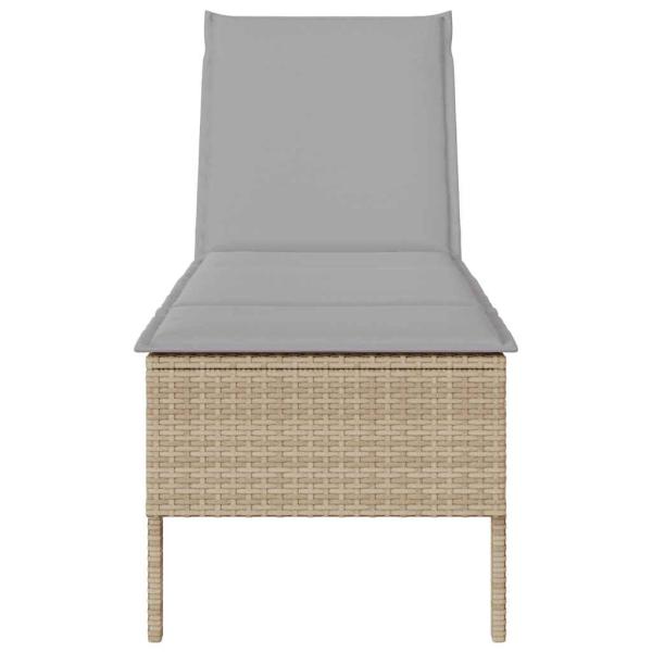 Sonnenliege mit Auflage Beige 55x200x44 cm Poly Rattan