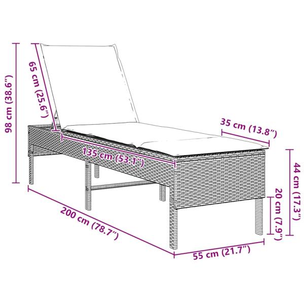Sonnenliege mit Auflage Beige 55x200x44 cm Poly Rattan