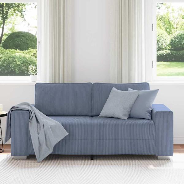 Zweisitzer-Sofa Blau 140 cm Cordstoff