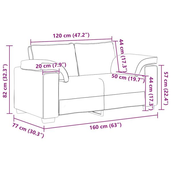 Zweisitzer-Sofa Rosa 120 cm Samt