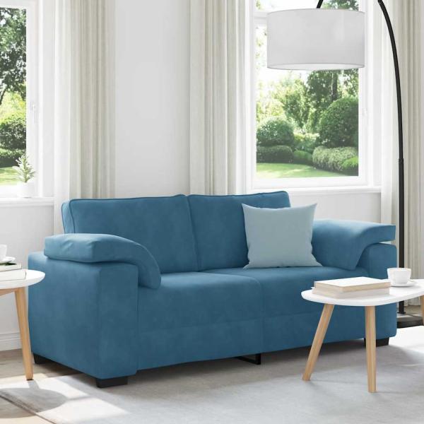 ARDEBO.de - Zweisitzer-Sofa Blau 140 cm Samt