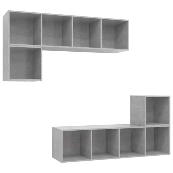 4-tlg. TV-Schrank-Set Betongrau Holzwerkstoff