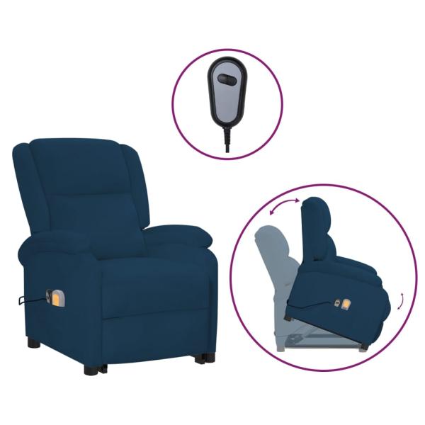 Massagesessel mit Aufstehhilfe Blau Samt