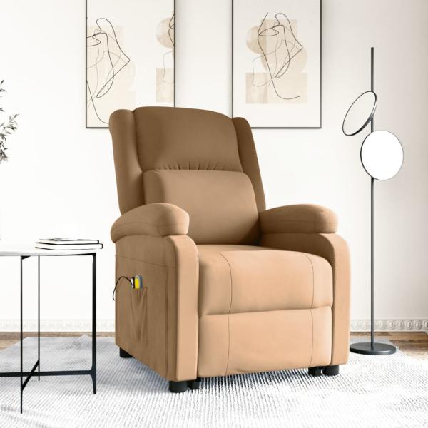 ARDEBO.de - Massagesessel mit Aufstehhilfe Braun Samt