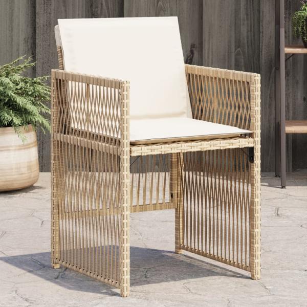 ARDEBO.de - Gartenstühle mit Kissen 4 Stk. Beige Poly Rattan